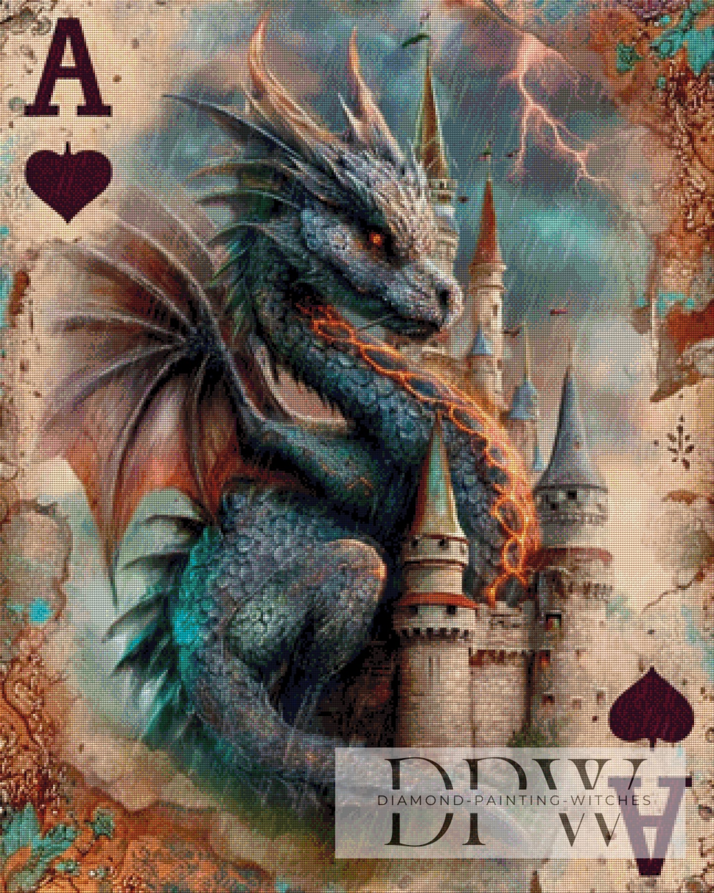 Spielkarte Drache by Elly_A.I. 80x100cm mit 220 Farben DPW-4413