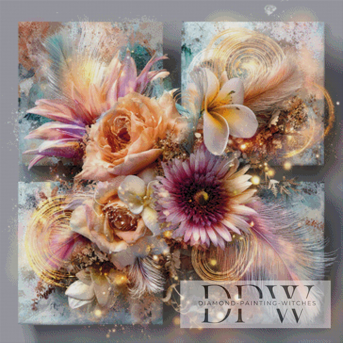 Blumen mal anders by theA.art 90x90cm mit 250 Farben DPW-4426