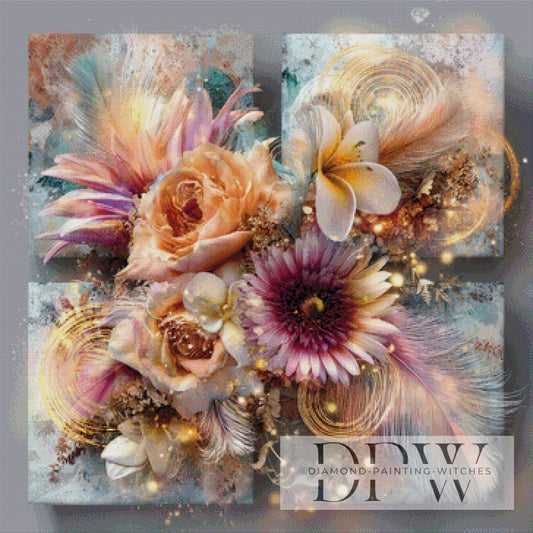 Blumen mal anders by theA.art 90x90cm mit 250 Farben DPW-4426