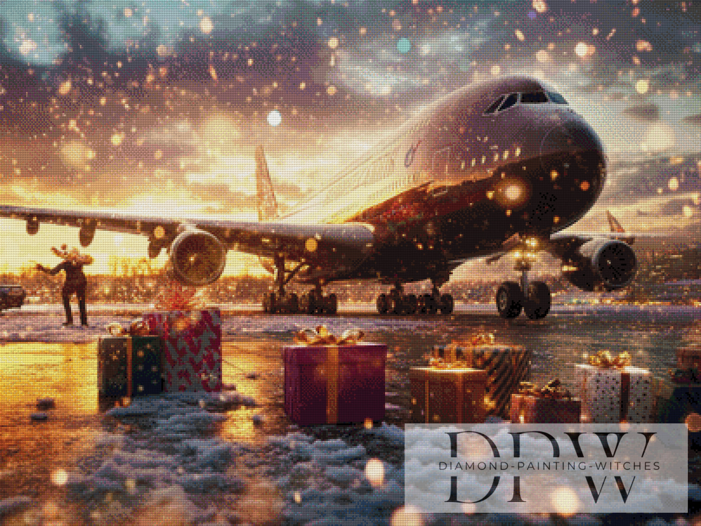 Christmas Plane by Moonlight 100x75cm mit 200 Farben DPW-4419