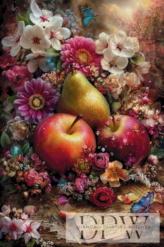 Vintage Obstkorb by ellufija 80x120cm mit 350 Farben DPW-4428