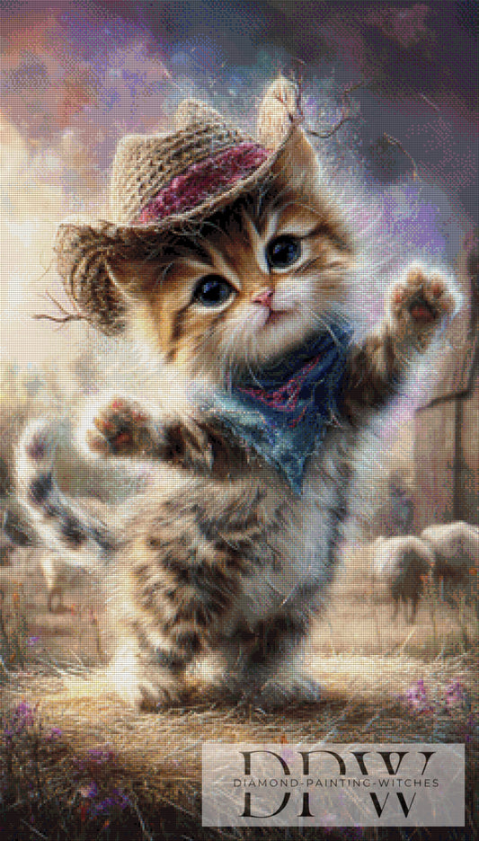 Cowboy Cat by ellufija 60x105cm mit 180 Farben DPW-4446