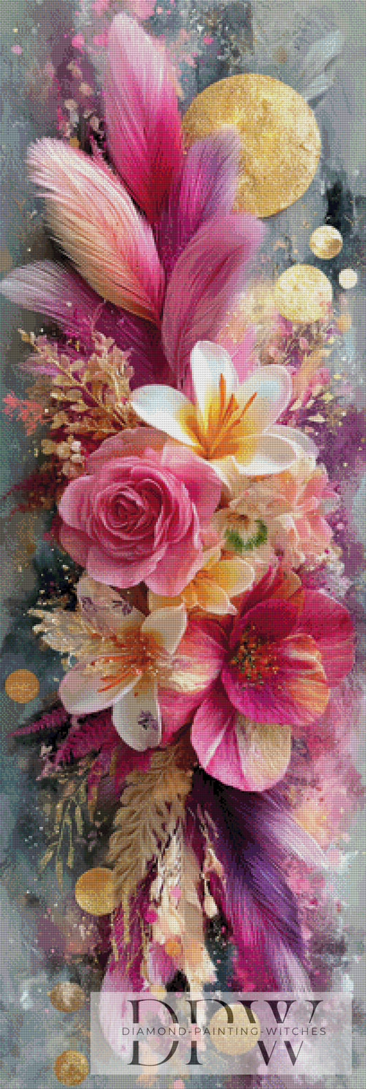 Goldene Blütenpoesie by theA.art 50x150cm mit 295 Farben DPW-4459