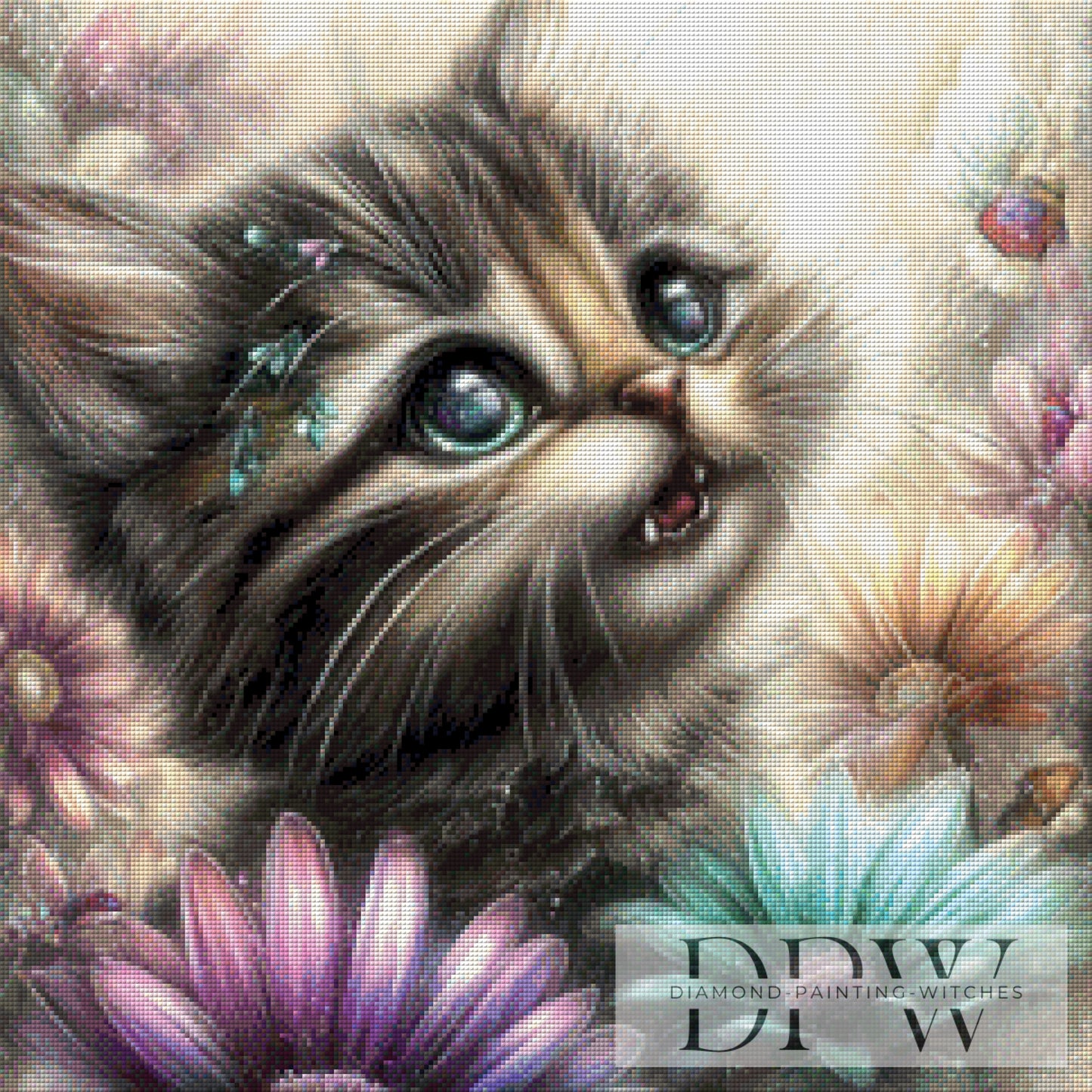 Happy Cat by Elly_A.I. 60x60cm mit 180 Farben DPW-4509
