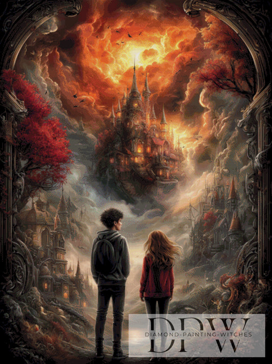 Zauberwolkenschloss by Sweet_Loco_AI 90x120cm mit 160 Farben DPW-4514