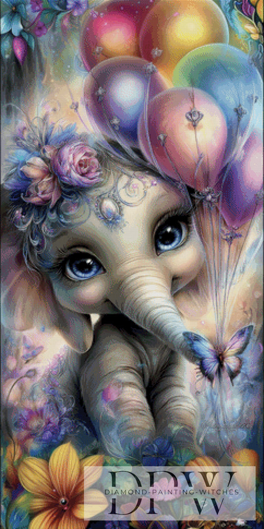 Der Party Elefant by Elly_A.I. 60x120cm mit 300 Farben DPW-4518