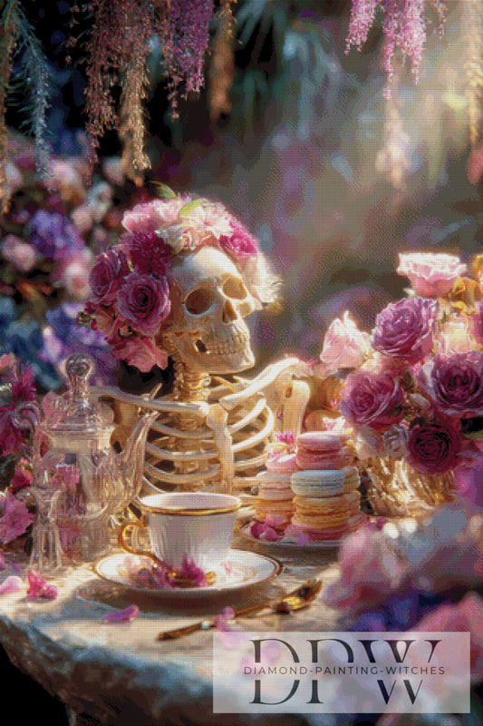 Skelett Tea-Party by theA.art 80x120cm mit 270 Farben DPW-4495