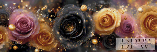 Blackgold Roses by theA.art 180x60cm mit 210 Farben DPW-4502