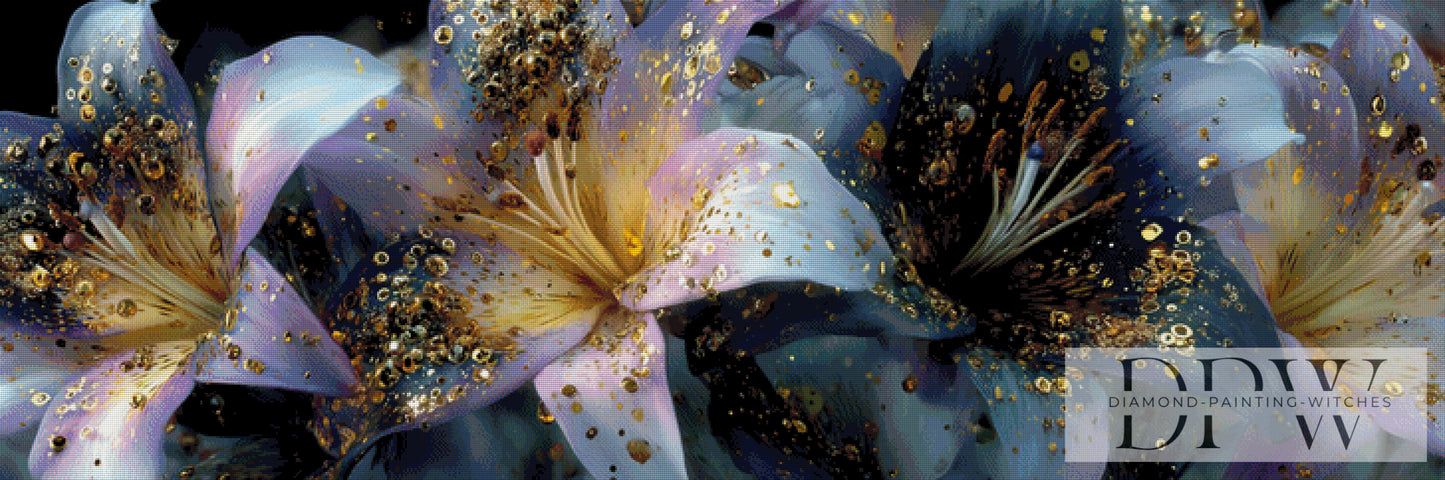 Blackgold Lilies by theA.art 180x60cm mit 230 Farben DPW-4503