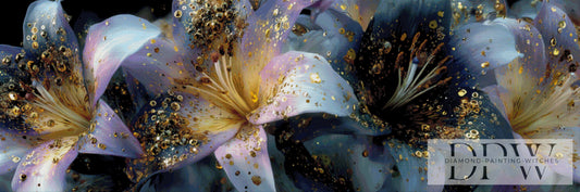 Blackgold Lilies by theA.art 180x60cm mit 230 Farben DPW-4503