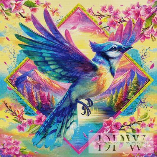 Blütenzauber des Blue Jays by Lisa Morgan 90x90cm mit 400 Farben DPW-4524