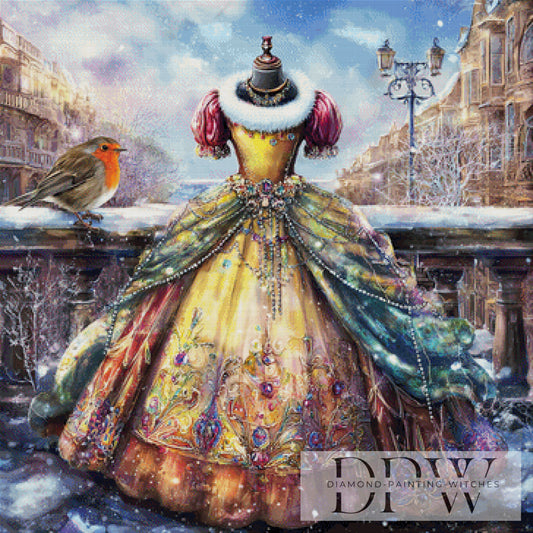 Das Rotkehlchen und das Zauberkleid by Lisa Morgan 90x90cm mit 320 Farben DPW-4526