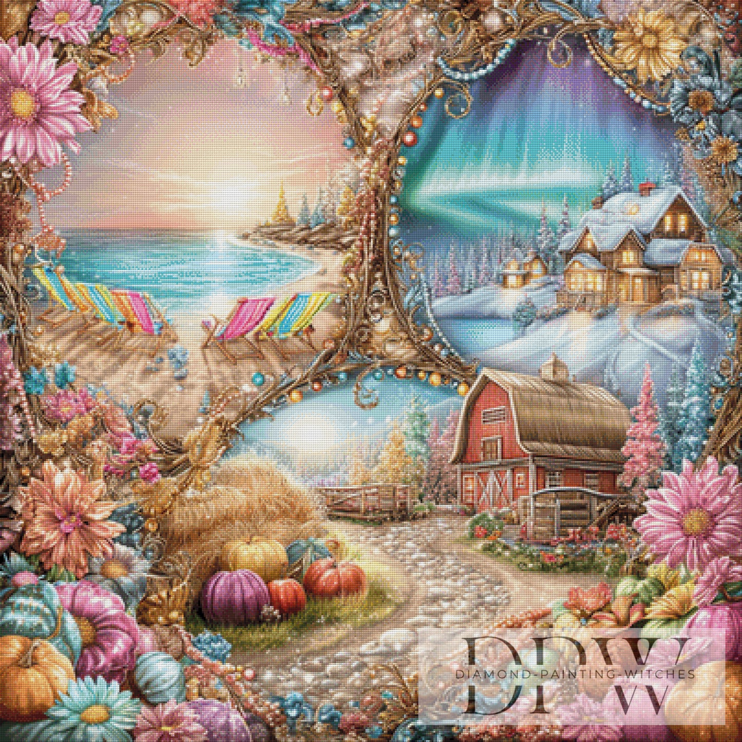 Magisches Tor zu all den Jahreszeiten by Lisa Morgan 100x100cm mit 340 Farben DPW-4528