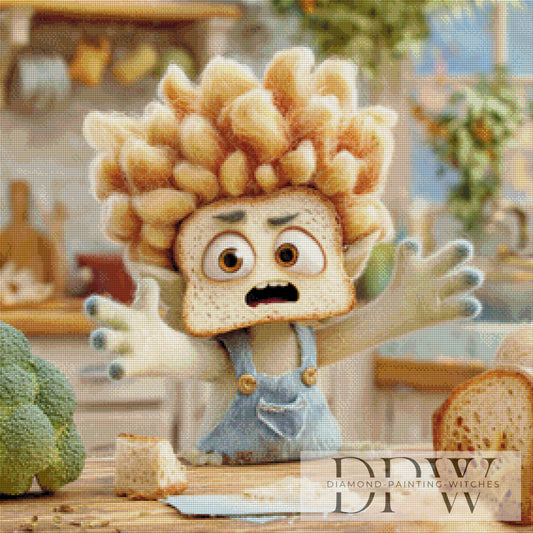 Curly Brotpanic by Lisa Morgan 70x70cm mit 180 Farben DPW-4532