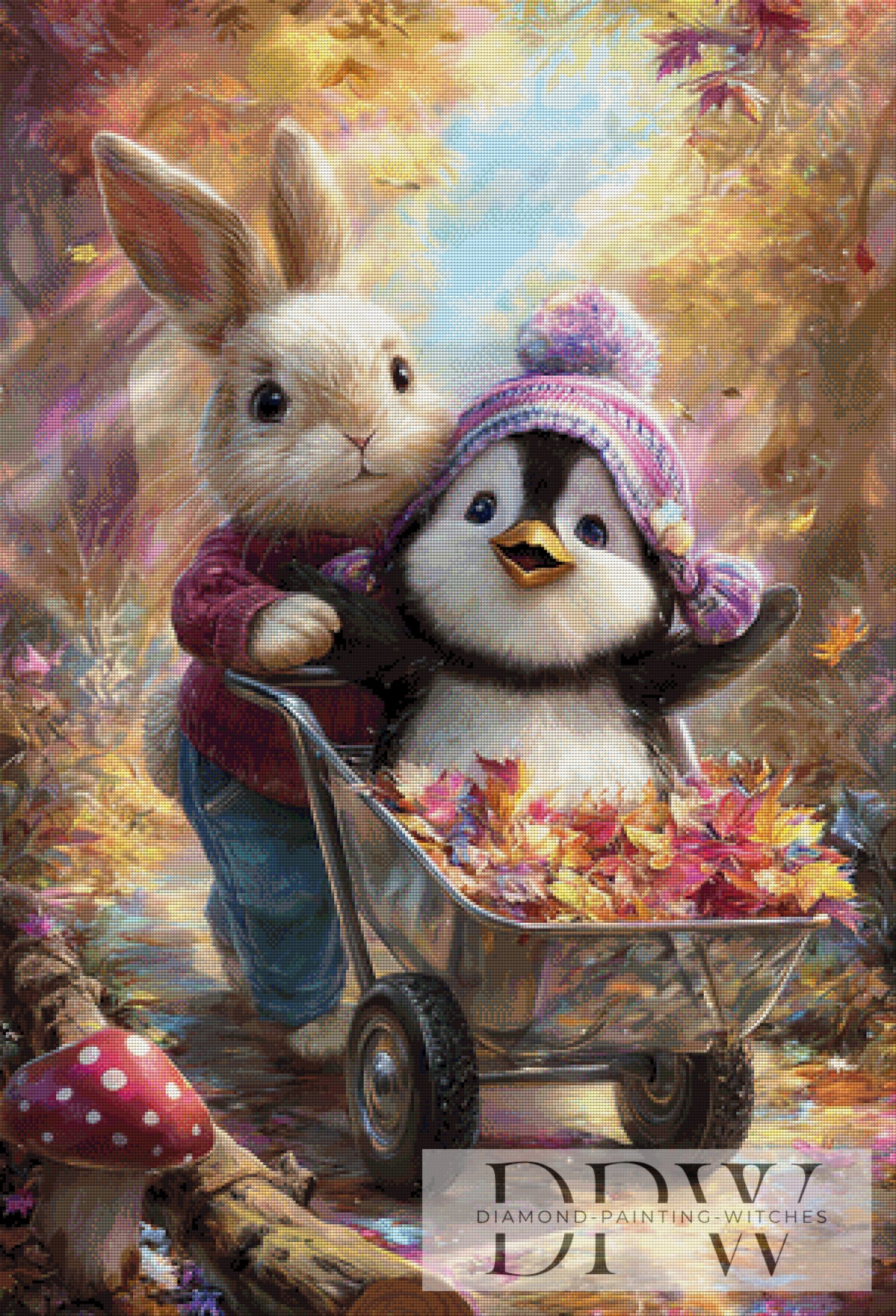Hase und Pinguin by Lisa Morgan 75x110cm mit 290 Farben DPW-4548