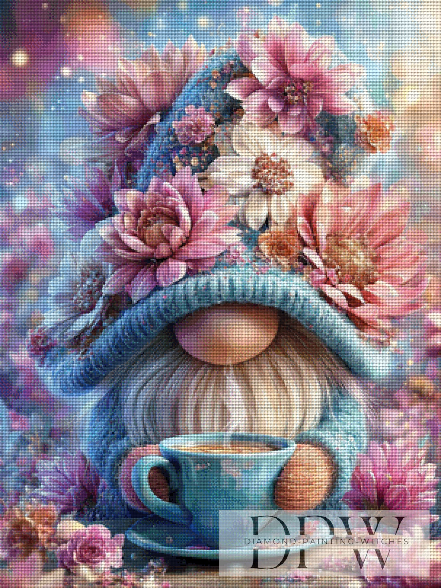 Gnomi beim Tee trinken by Lisa Morgan 75x100cm mit 280 Farben DPW-4556