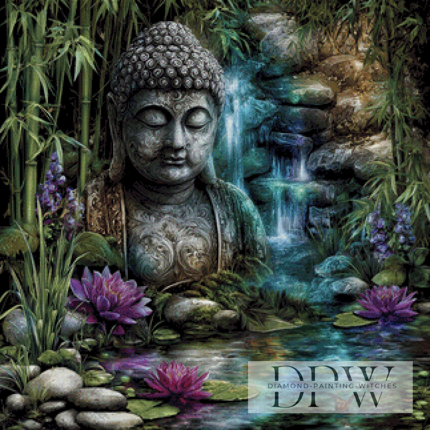 Lotus Buddha by Sweet_Loco_AI 80x80cm mit 190 Farben DPW-4622