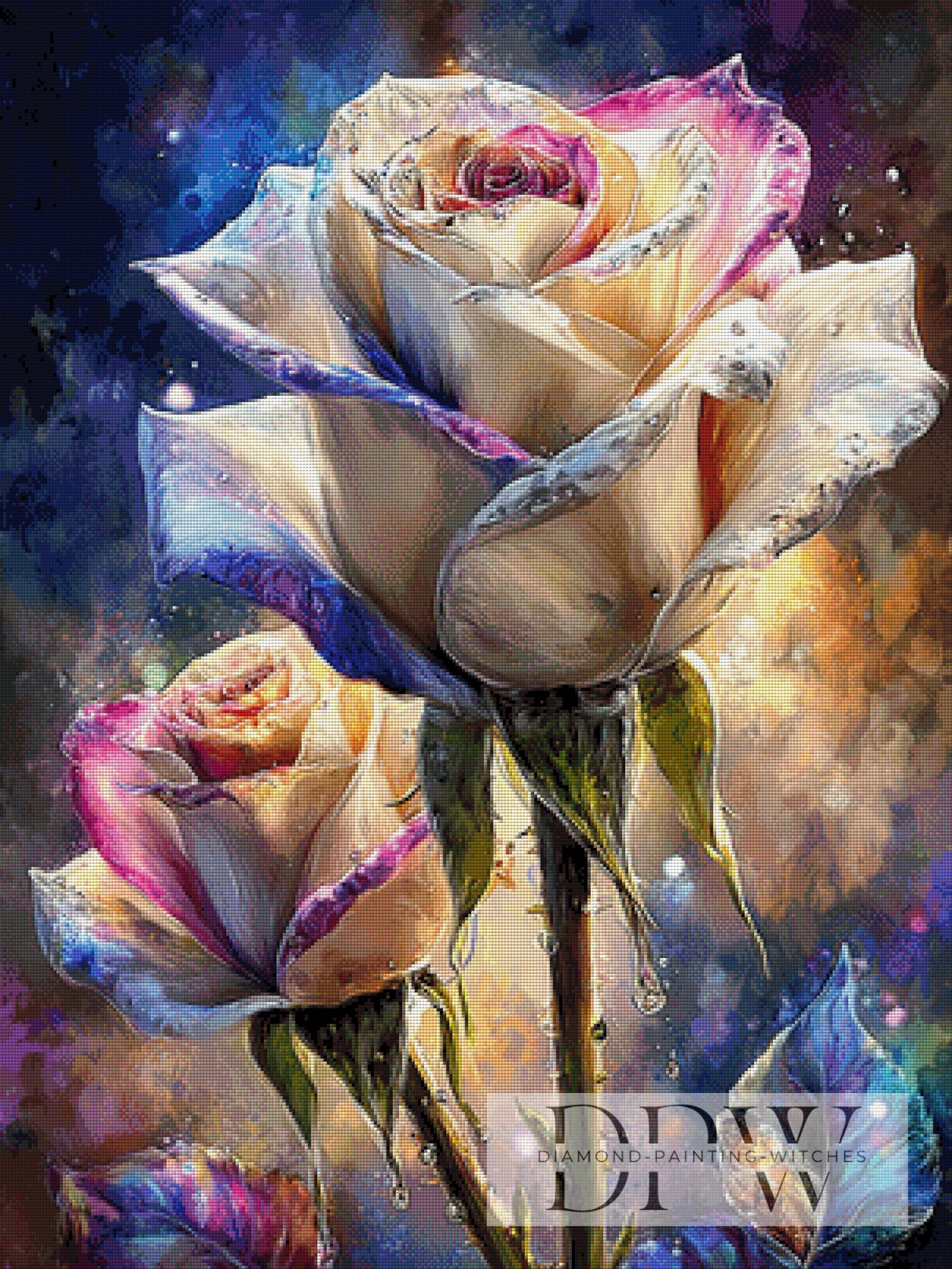 Weiße Rosen by CreatiVart 75x100cm mit 330 Farben DPW-4646