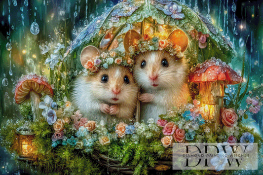 Mäusepärchen im Regen by Pixxel Pics 120x80cm mit 340 Farben DPW-4751