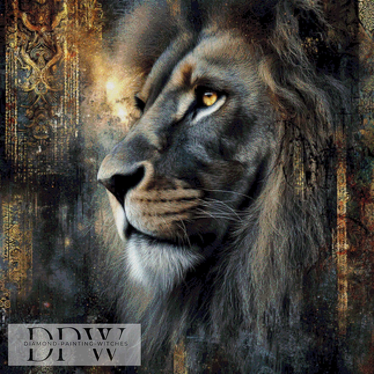 Fullmoon Lion by Elly_A.I. 80x80cm mit 150 Farben DPW-4811