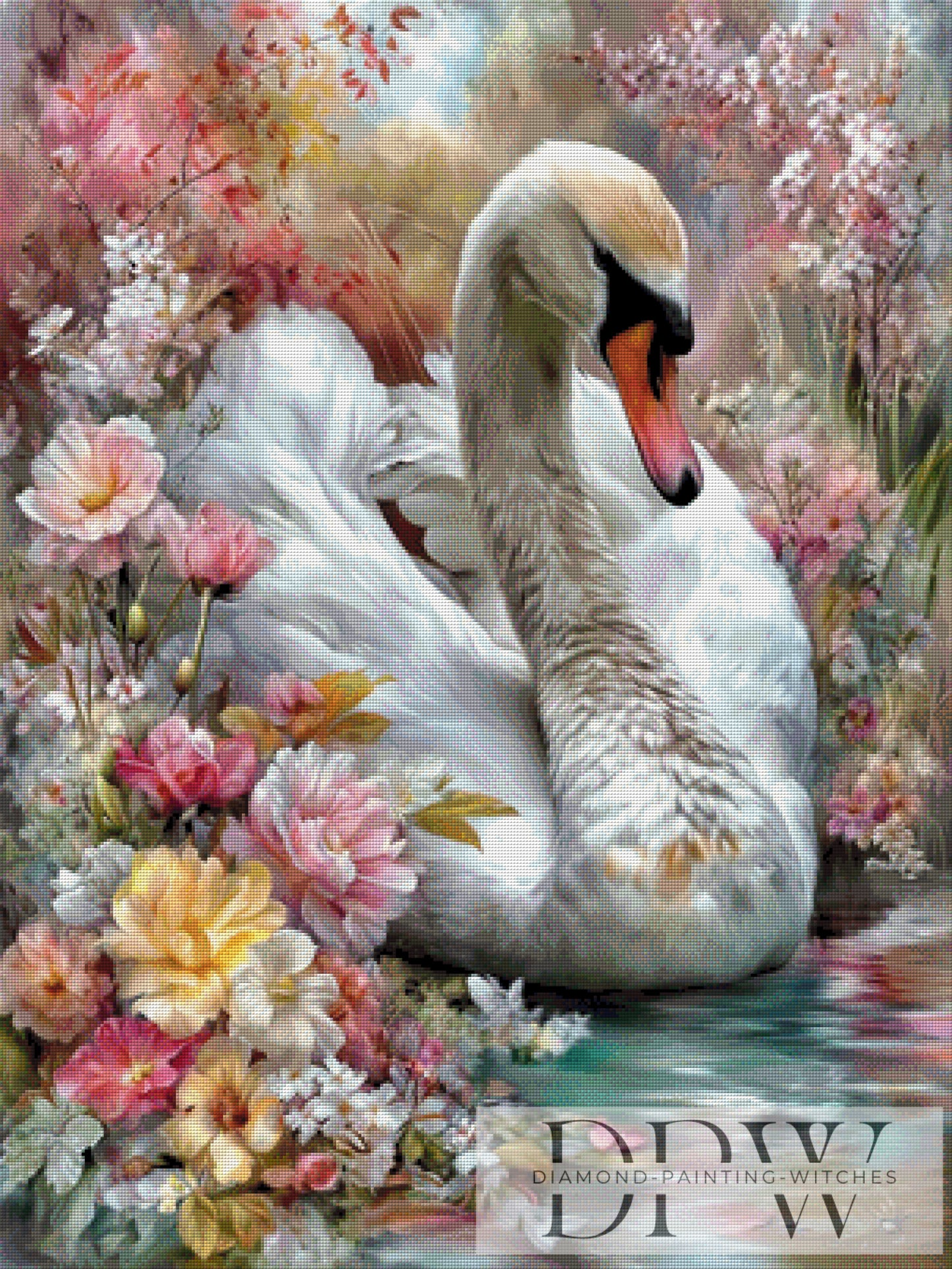 Schwan chillt auf dem See by CleoDora 75x100cm mit 270 Farben DPW-4814