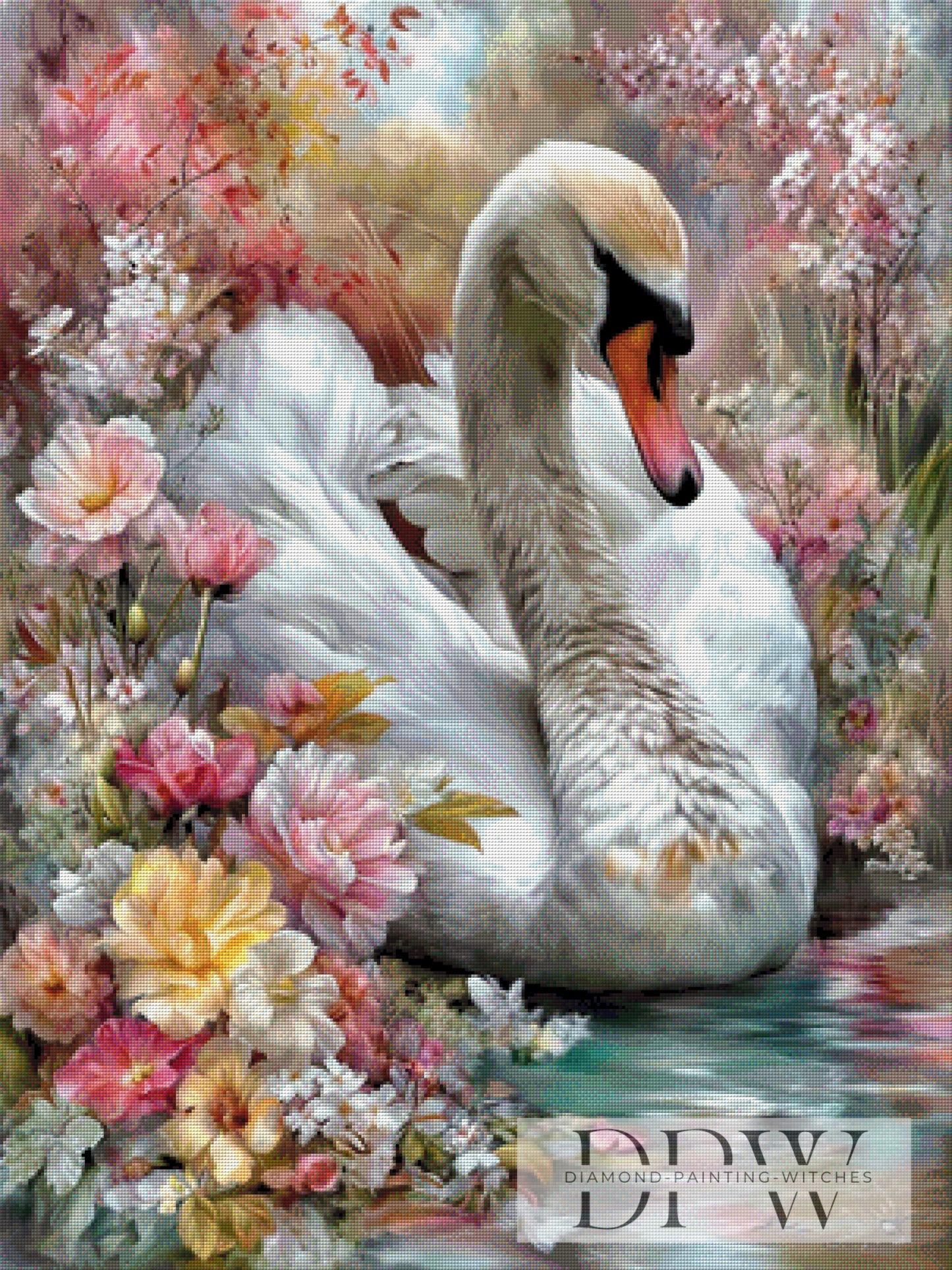 DPW-4814 Schwan chillt auf dem See by CleoDora 75x100cm mit 270 Farben **SOFORTKAUF** ECKIGE Steine