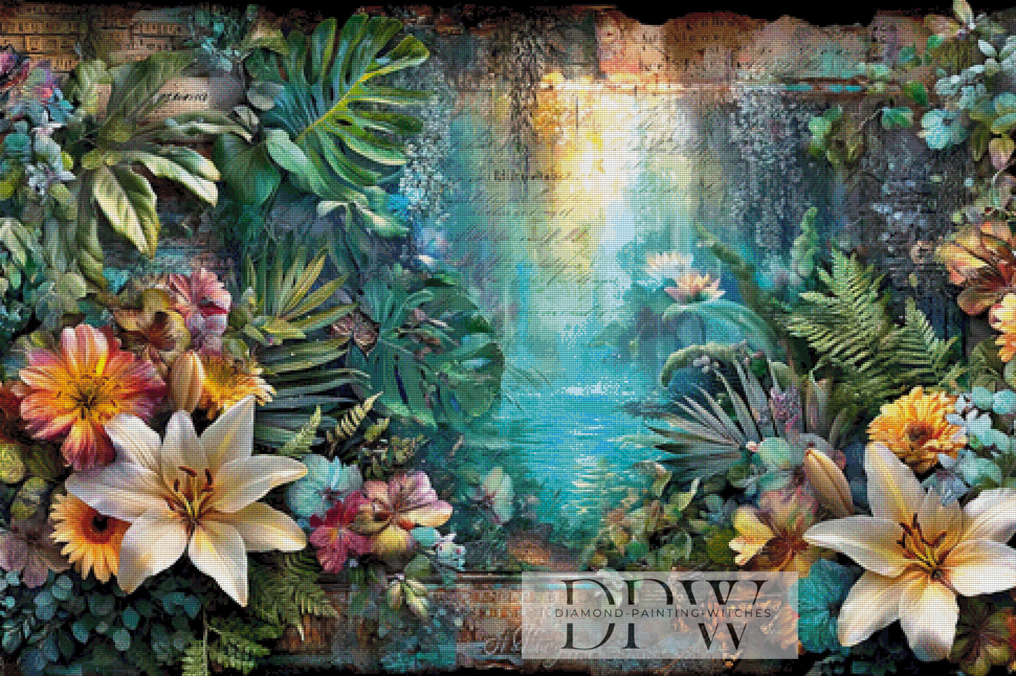 Vintage Dschungel Gestrüpp by ellufija 120x80cm mit 350 Farben DPW-4826