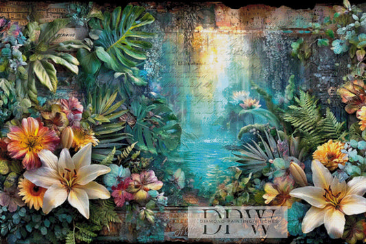 Vintage Dschungel Gestrüpp by ellufija 120x80cm mit 350 Farben DPW-4826