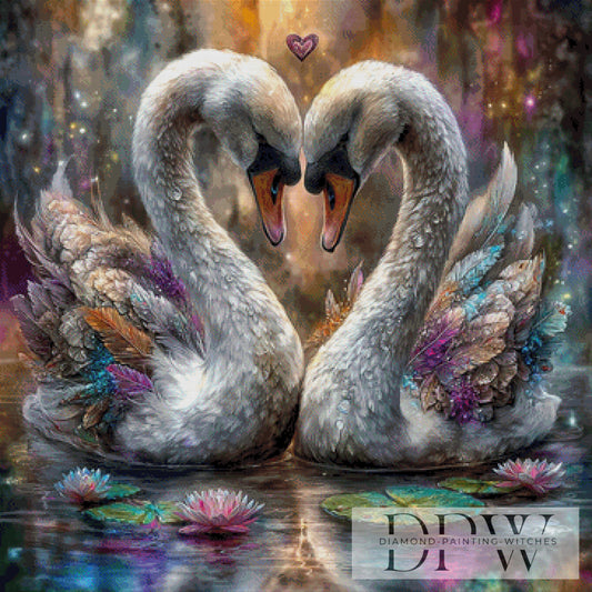 Valentine Swans by Casalla Vendetta 90x90cm mit 290 Farben DPW-4837