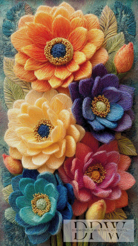 Wollige Traumblümlis by Elly_A.I. 65x115cm mit 325 Farben DPW-4843