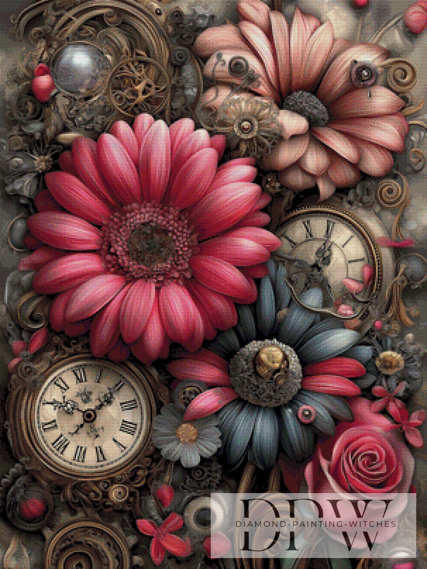 Steampunkblüten by CleoDora 75x100cm mit 190 Farben DPW-4854