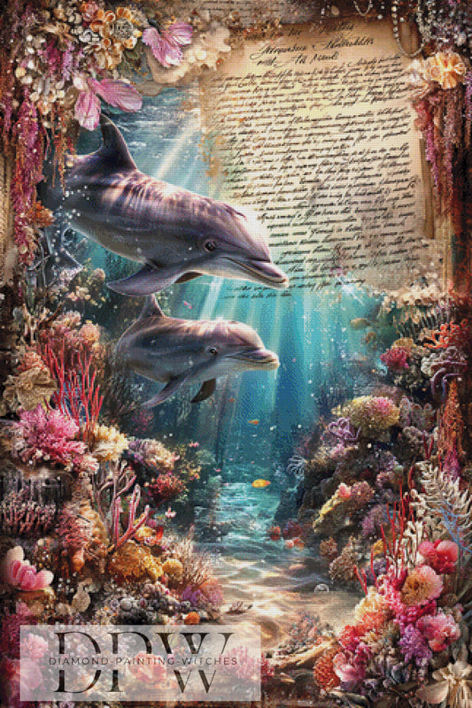 Vintage Delfine by ellufija 80x120cm mit 340 Farben DPW-4857