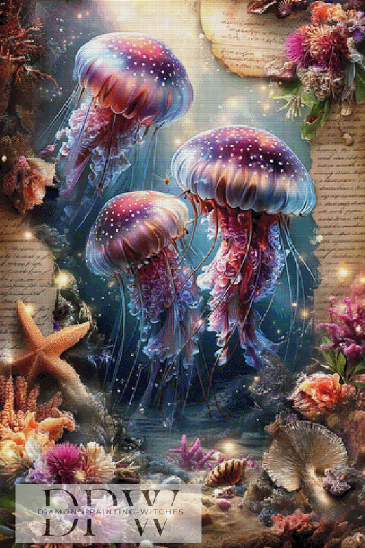 Vintage Quallen by ellufija 80x120cm mit 340 Farben DPW-4859