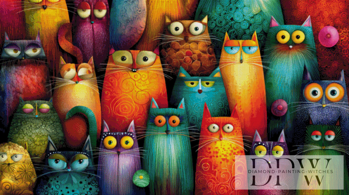 Cats of colors by Pixxel Pics 125x70cm mit 360 Farben DPW-4866