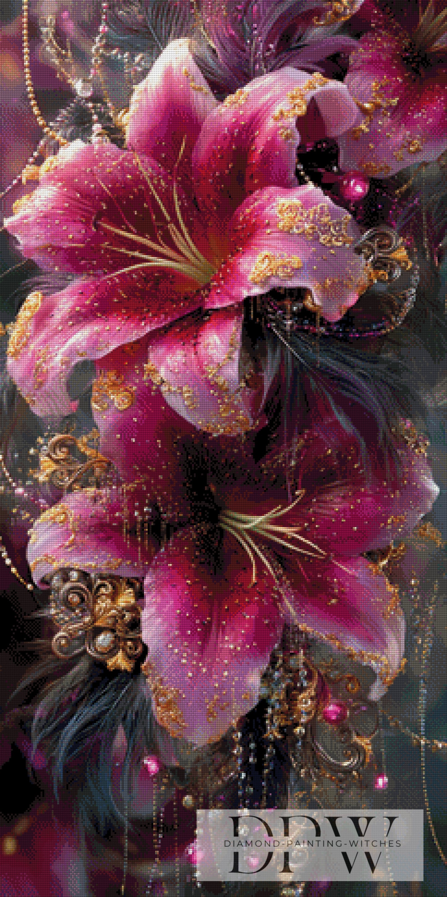DPW-4887 Funkelnde Lilien by theA.art 60x120cm mit 250 Farben **SOFORTKAUF** ECKIGE Steine