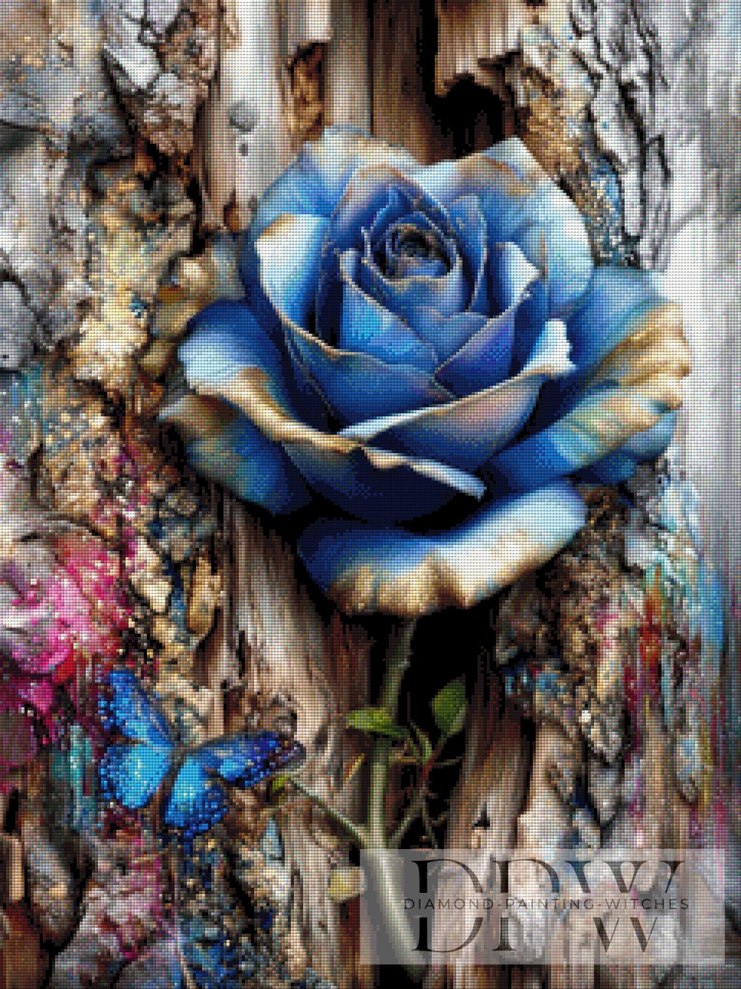 Die blaue Rose by CleoDora 60x80cm mit 260 Farben DPW-4893