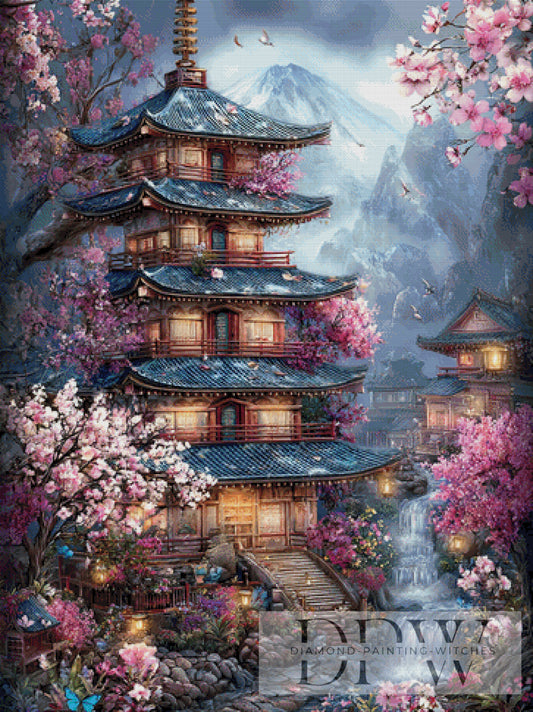 Tempel der fallenden Blüten by Elly_A.I. 90x120cm mit 270 Farben DPW-4895