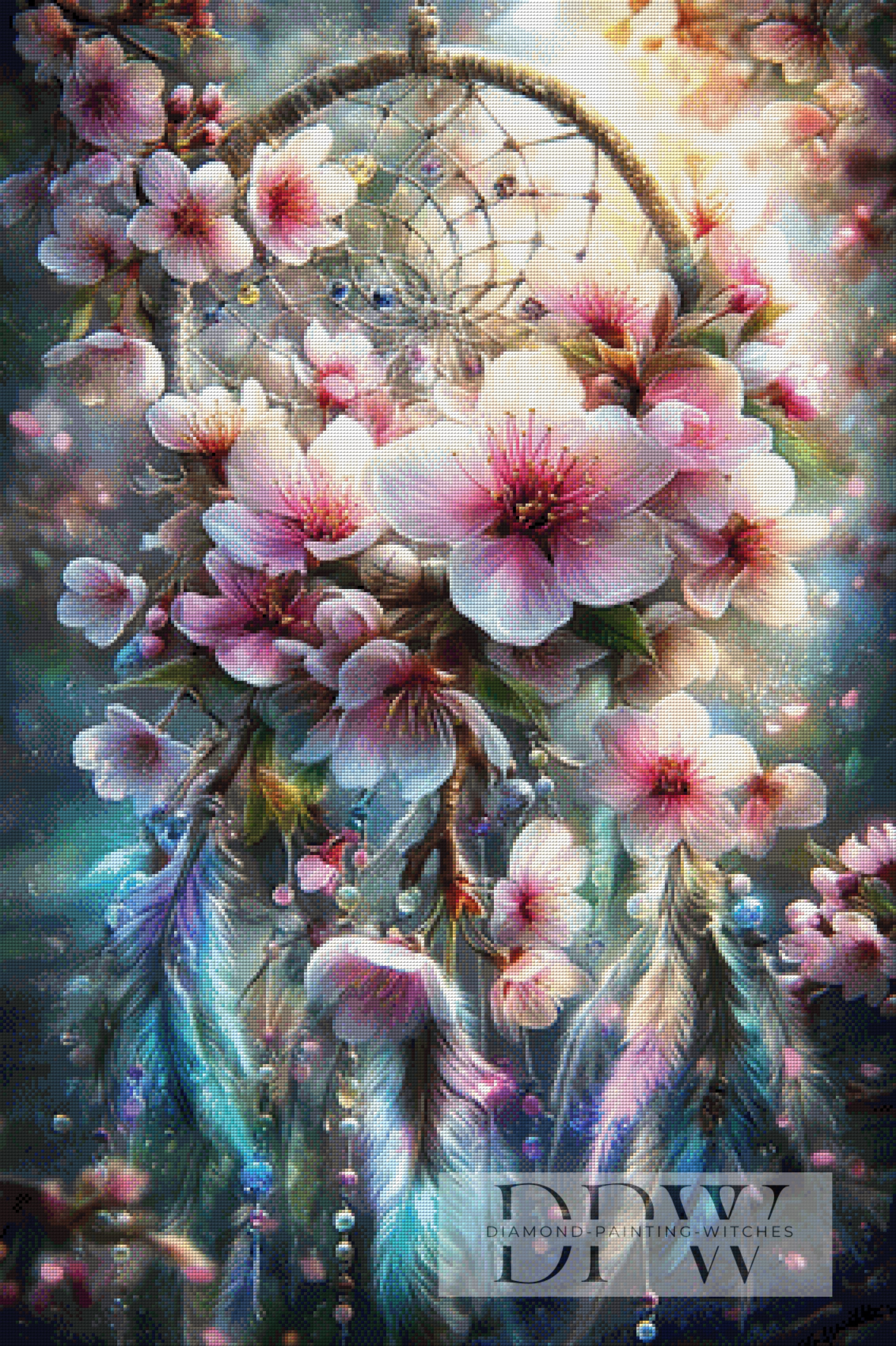 Traumfänger Kirschblüte by ellufija mit 340 Farben **SOFORTKAUF** ECKIGE Steine
