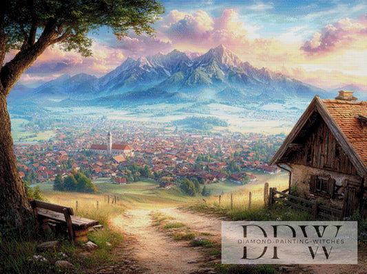 Im Tal der stillen Dächer by Elly_A.I 120x90cm mit 270 Farben DPW-4930