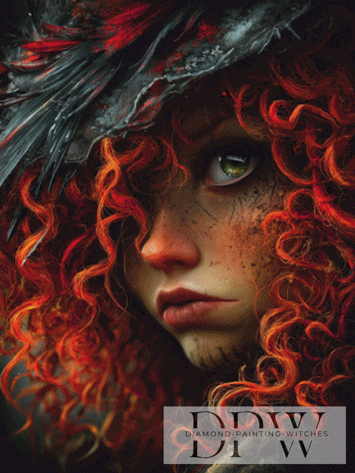 Little dark red witch by QN 75x100cm mit 170 Farben DPW-4949