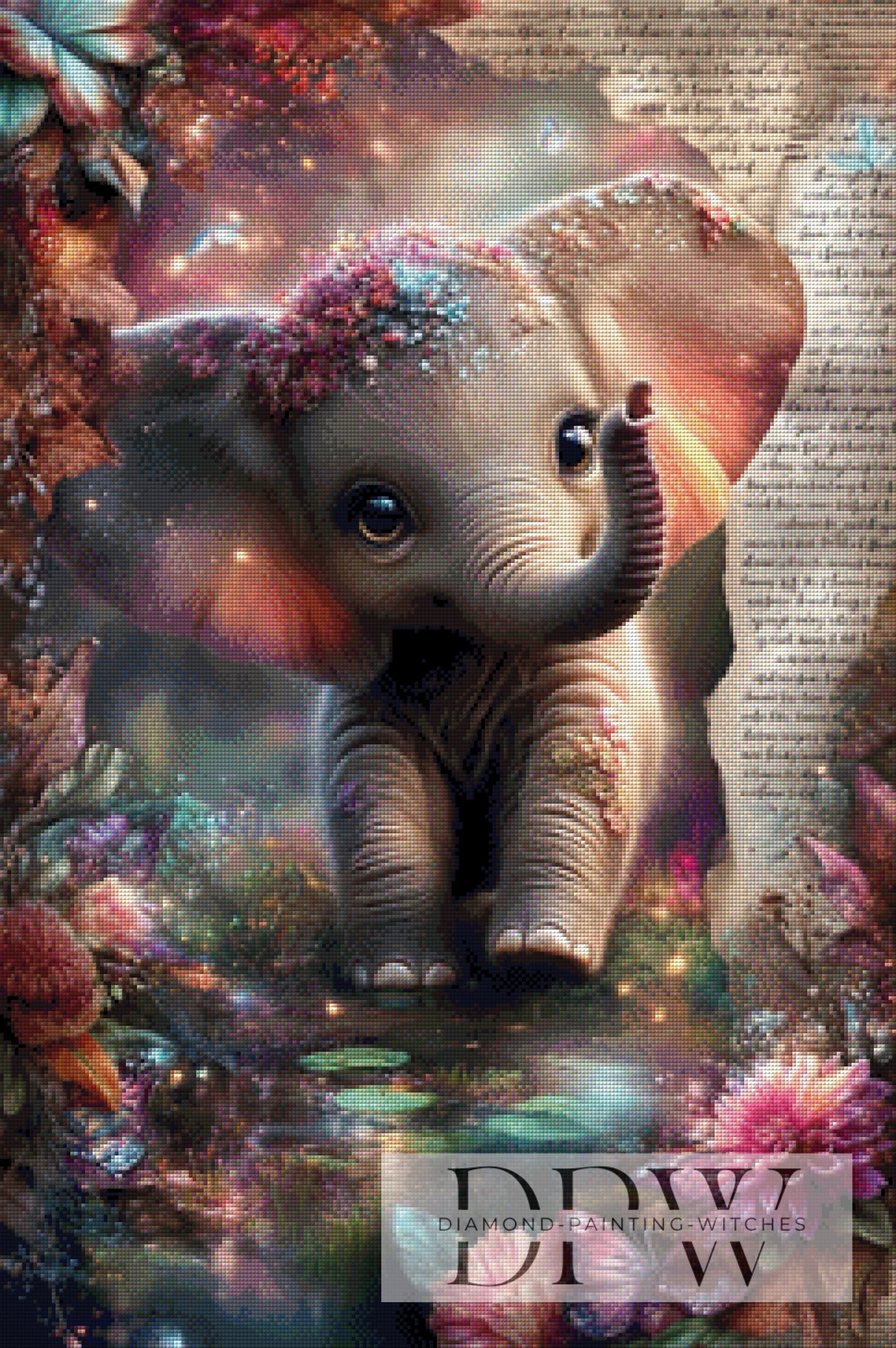 Vintage Baby Elefant by ellufija 60x80cm mit 250 Farben DPW-4950