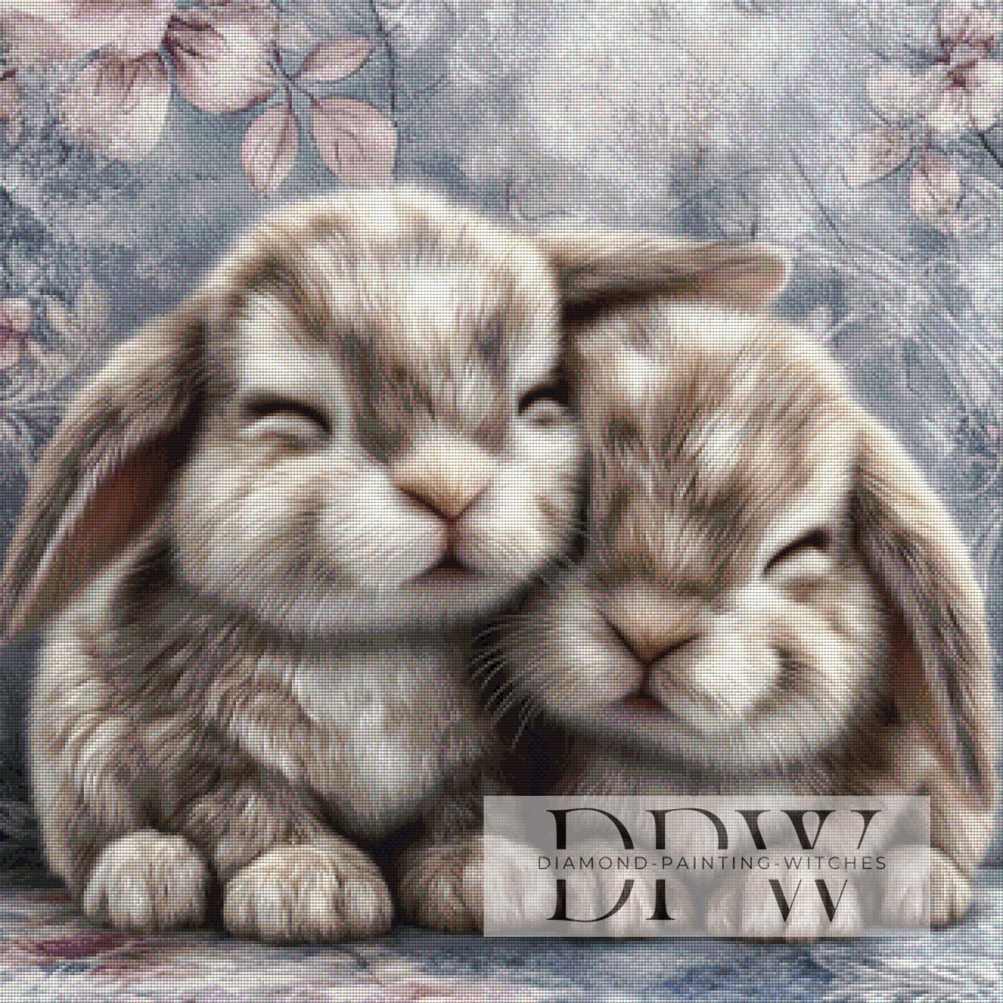 Langlöffel Louis und Leo by Sweet_Loco_AI 80x80cm mit 85 Farben DPW-5005