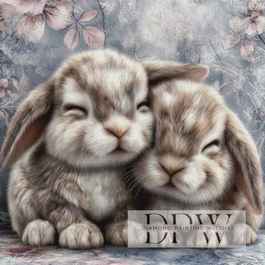 Langlöffel Louis und Leo by Sweet_Loco_AI 80x80cm mit 85 Farben DPW-5005