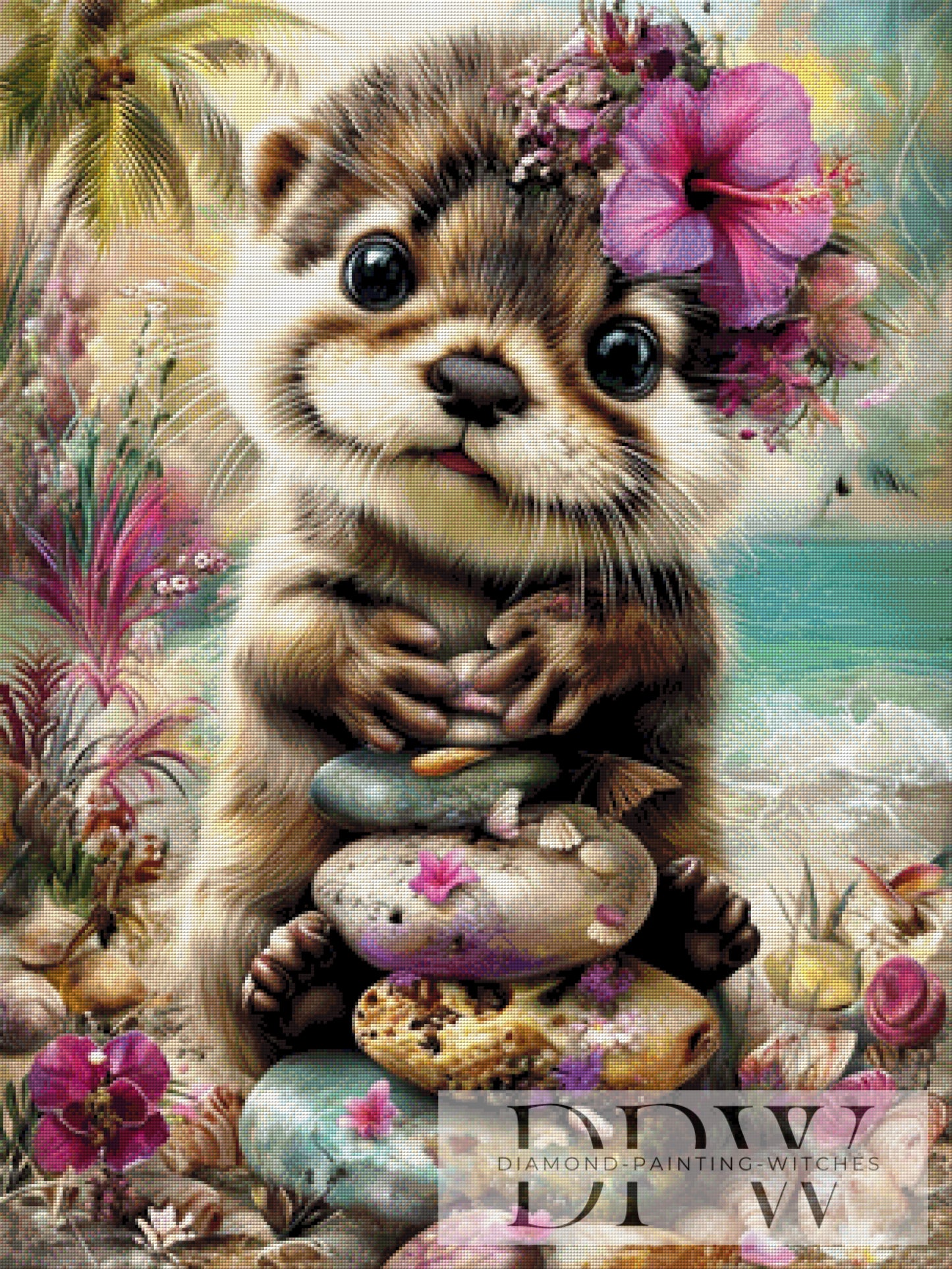 Otter am Strand by CleoDora 75x100cm mit 270 Farben DPW-5012