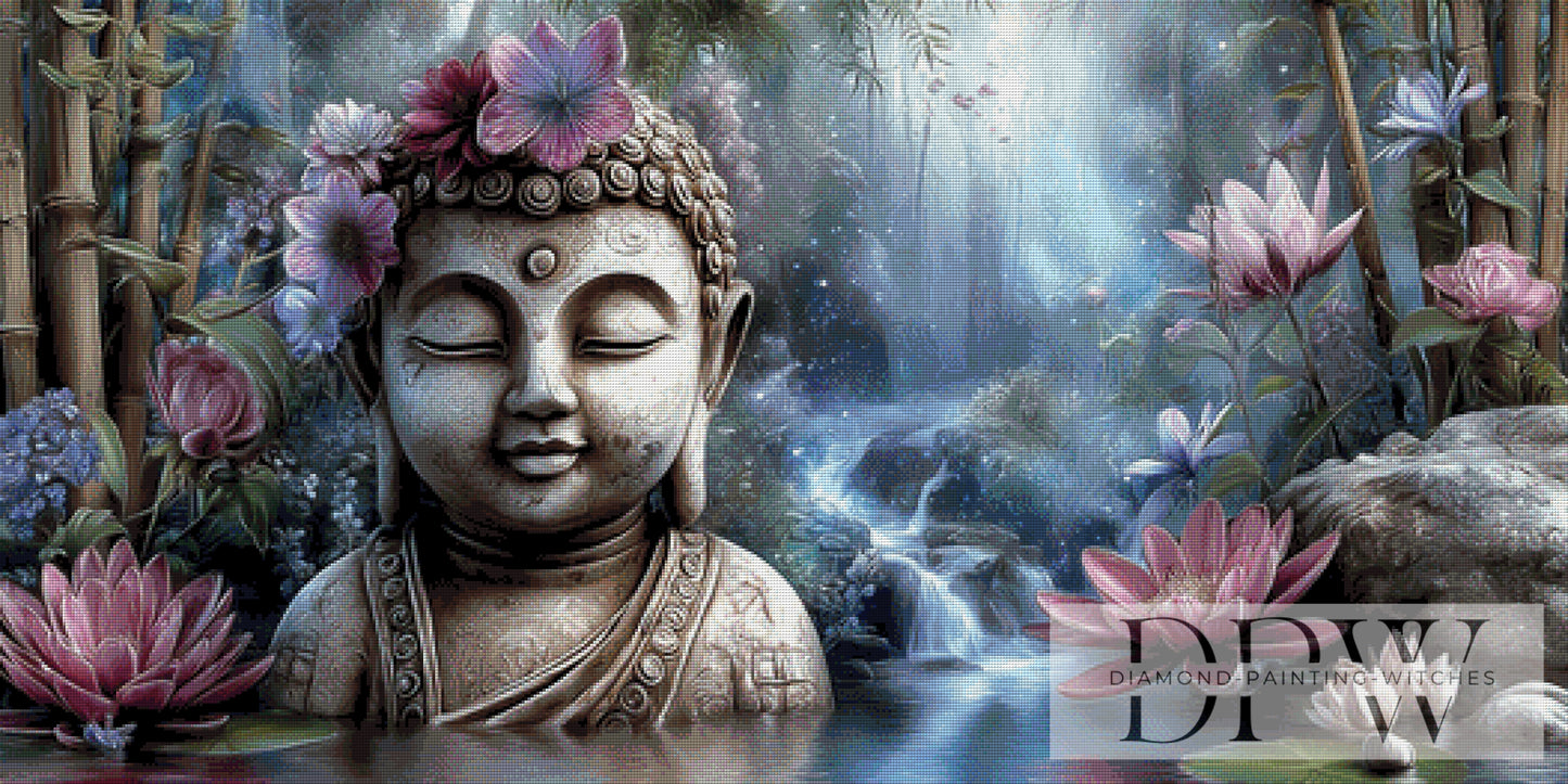 Lotusbuddha by Sweet_Loco_AI 130x65cm mit 170 Farben DPW-5013