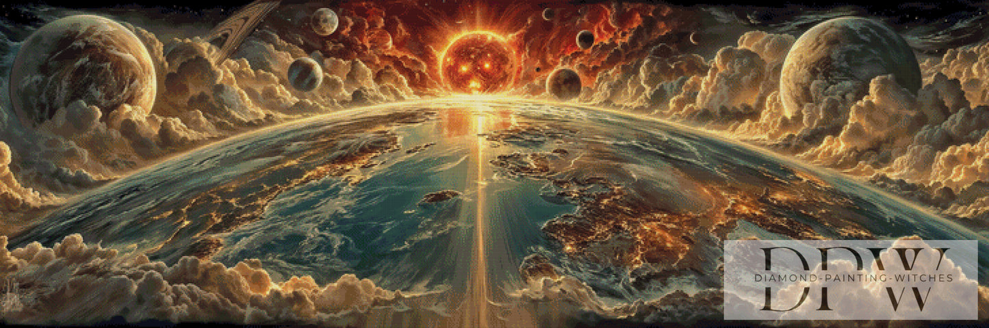 Sunrise in space by Pixxel Pics 180x60cm mit 150 Farben DPW-5033