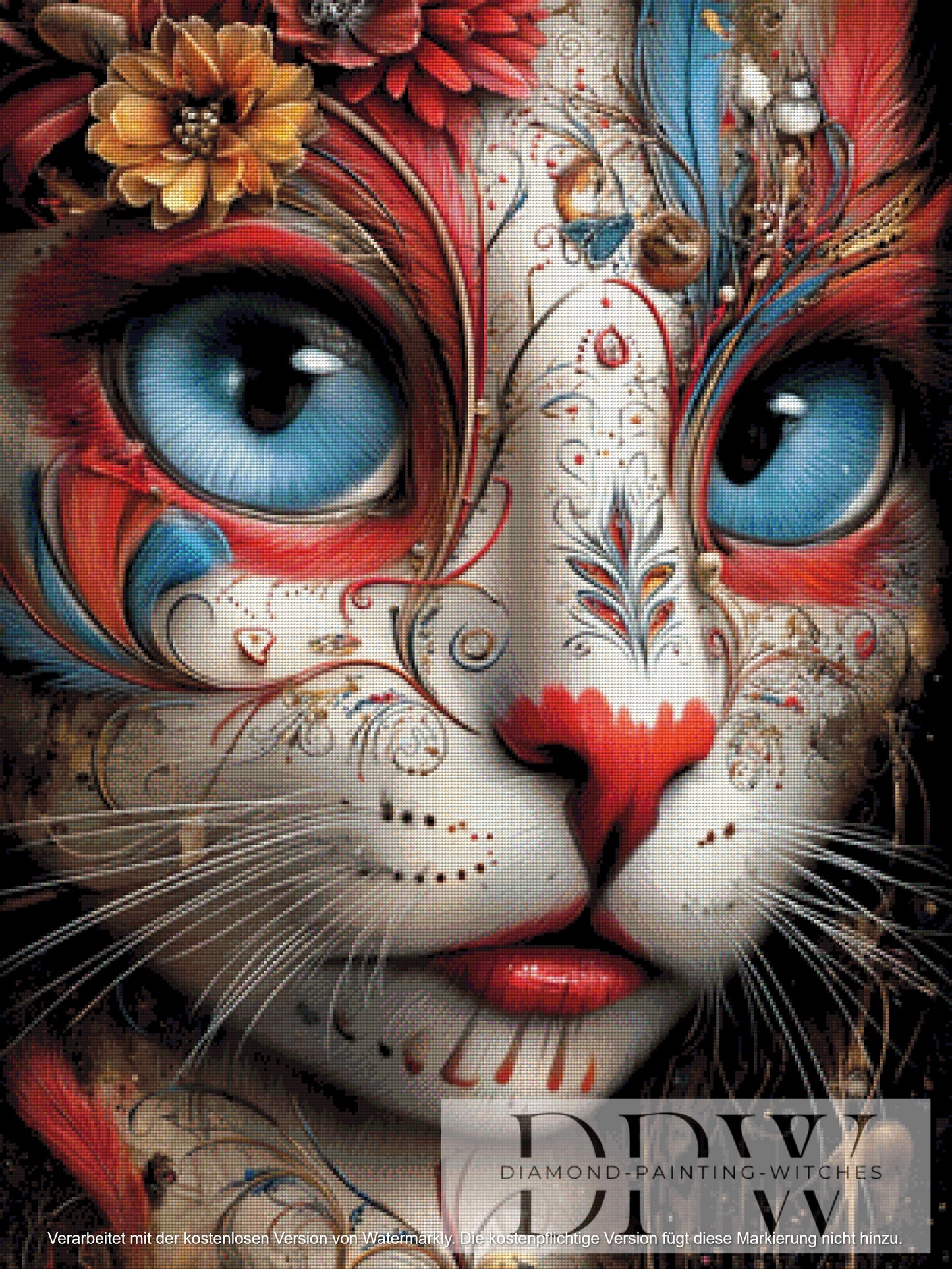 Katzen Muerta by CleoDora 75x100cm mit 240 Farben DPW-5038