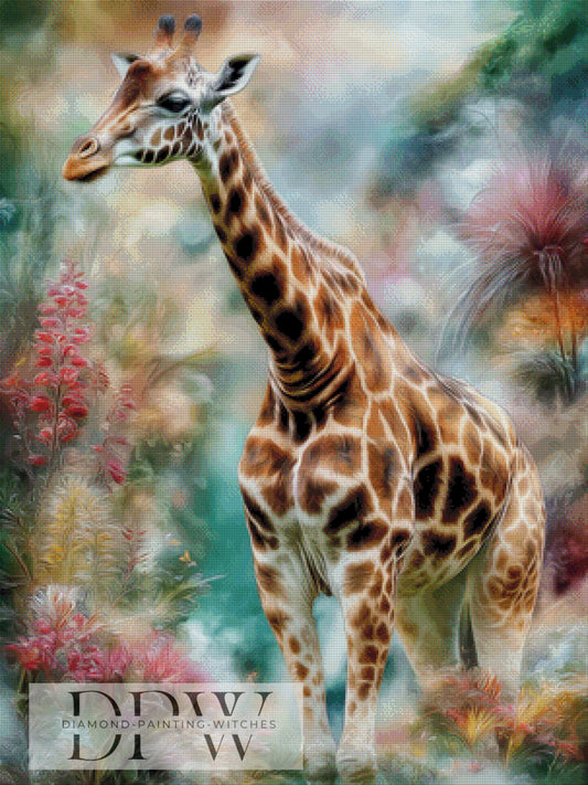Giraffe im Farbenhain by CleoDora 75x100cm mit 240 Farben DPW-5045