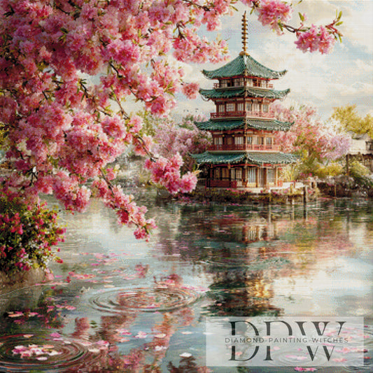 Frühlingsflüstern am alten Tempel by Lisa Morgan 90x90cm mit 300 Farben DPW-5059