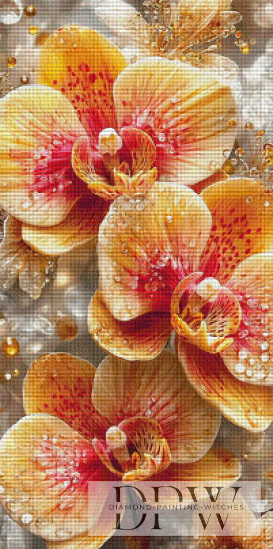 Golden Orchid Bloom by CleoDora 50x100cm mit 200 Farben DPW-5071